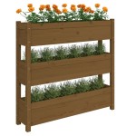 vidaXL Jardinieră, maro miere, 112x25x104,5 cm, lemn masiv de pin