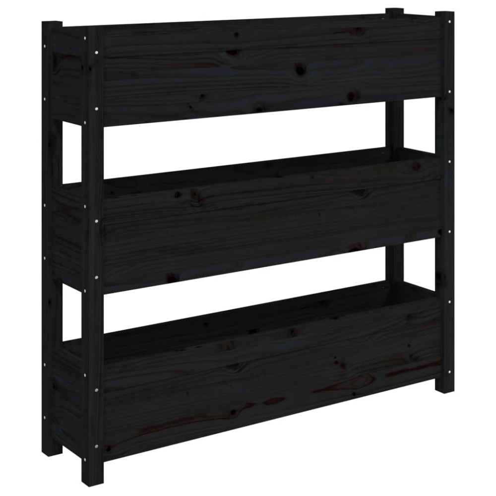 vidaXL Jardinieră, negru, 112x25x104,5 cm, lemn masiv de pin
