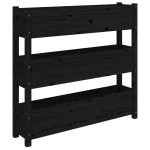 vidaXL Jardinieră, negru, 112x25x104,5 cm, lemn masiv de pin