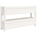 vidaXL Jardinieră, alb, 112x25x66 cm, lemn masiv de pin