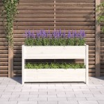 vidaXL Jardinieră, alb, 112x25x66 cm, lemn masiv de pin