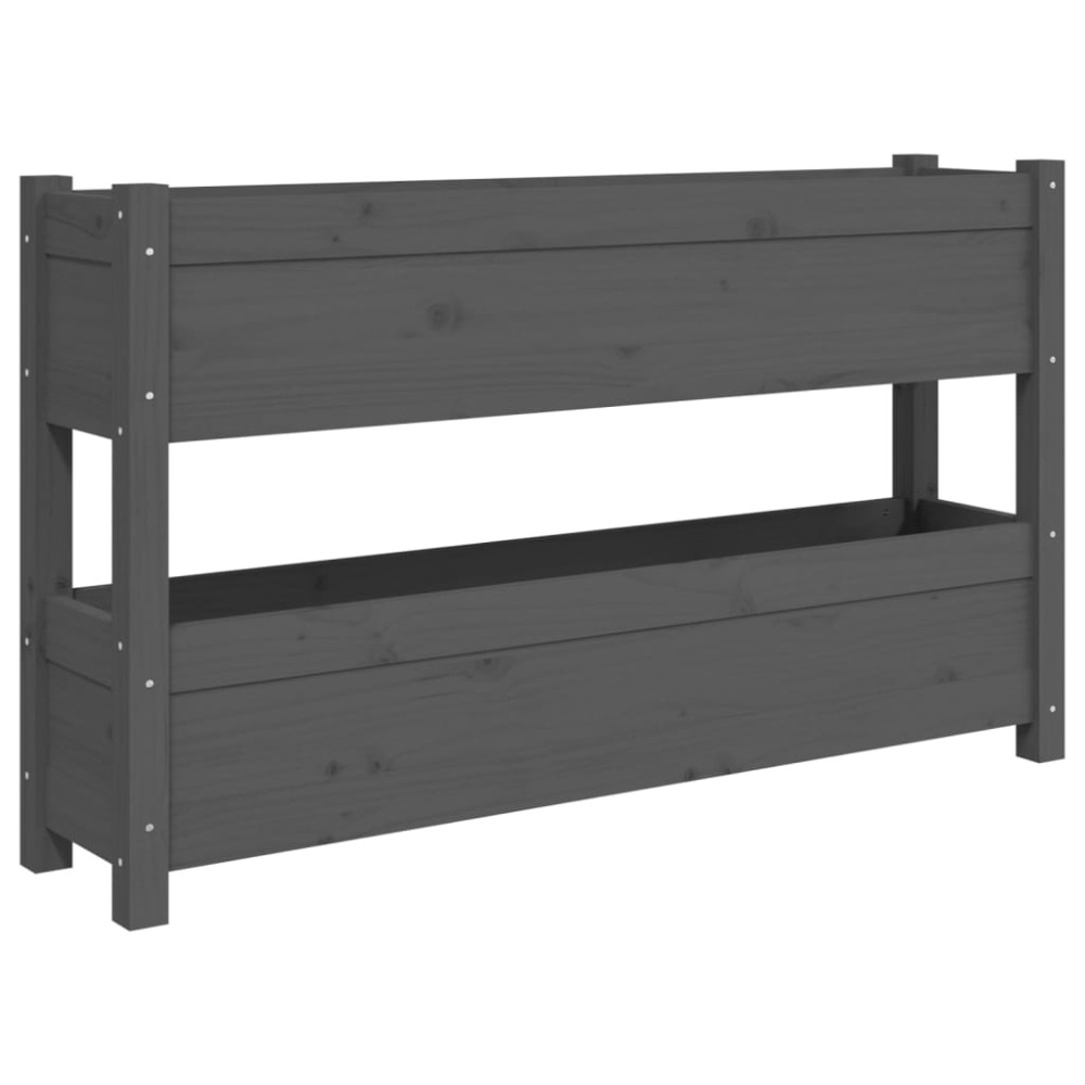 vidaXL Jardinieră, gri, 112x25x66 cm, lemn masiv de pin