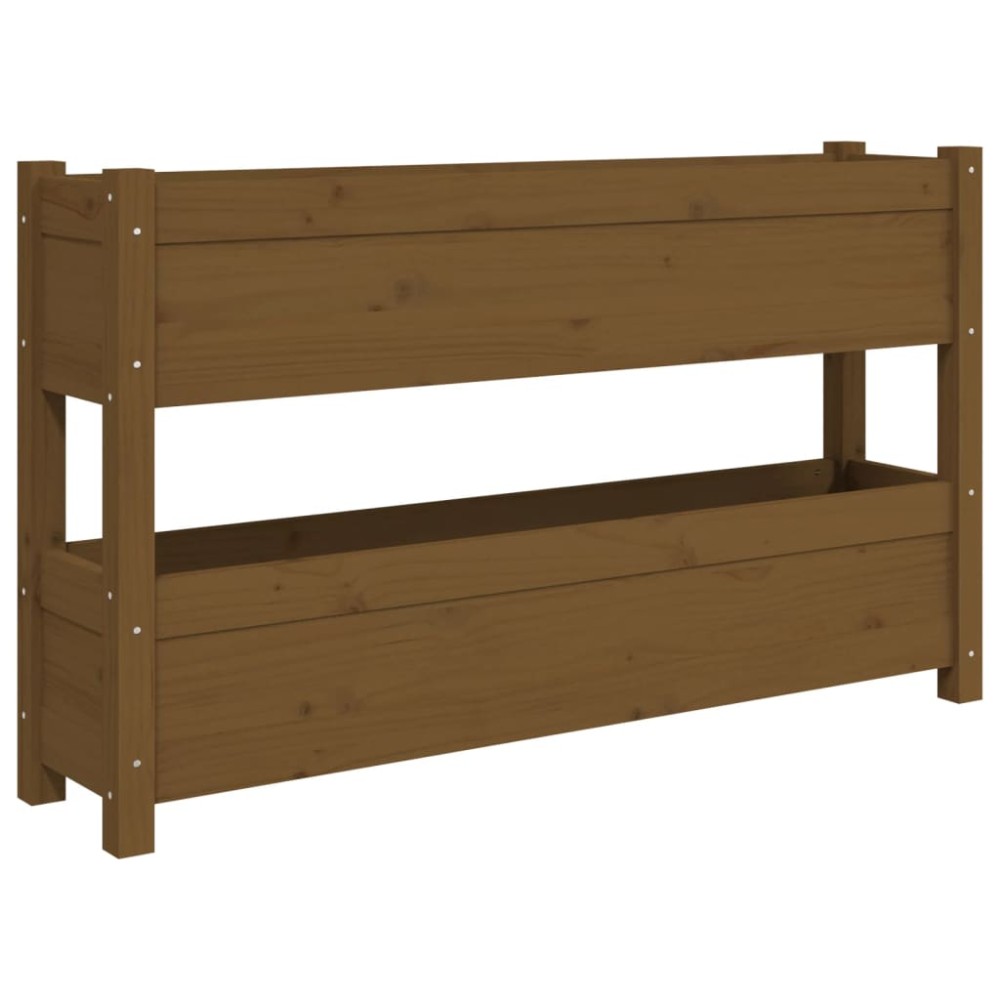 vidaXL Jardinieră, maro miere, 112x25x66 cm, lemn masiv de pin