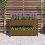 vidaXL Jardinieră, maro miere, 112x25x66 cm, lemn masiv de pin