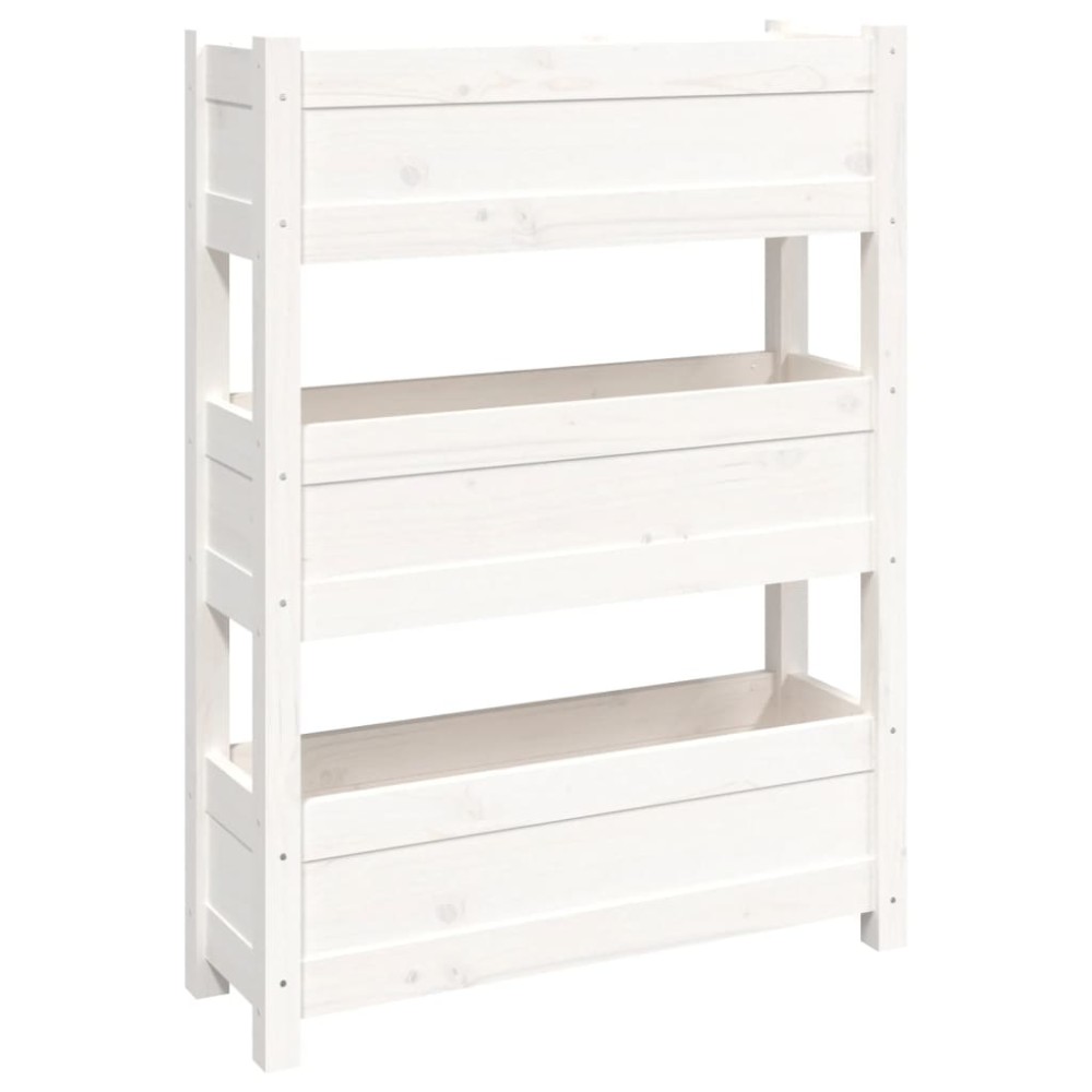 vidaXL Jardinieră, alb, 77 x 25 x 104,5 cm, lemn masiv de pin