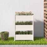 vidaXL Jardinieră, alb, 77 x 25 x 104,5 cm, lemn masiv de pin