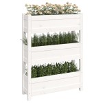 vidaXL Jardinieră, alb, 77 x 25 x 104,5 cm, lemn masiv de pin