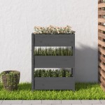 vidaXL Jardinieră, gri, 77 x 25 x 104,5 cm, lemn masiv de pin