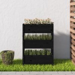 vidaXL Jardinieră, negru, 77 x 25 x 104,5 cm, lemn masiv de pin