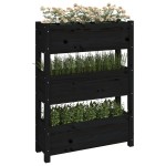vidaXL Jardinieră, negru, 77 x 25 x 104,5 cm, lemn masiv de pin