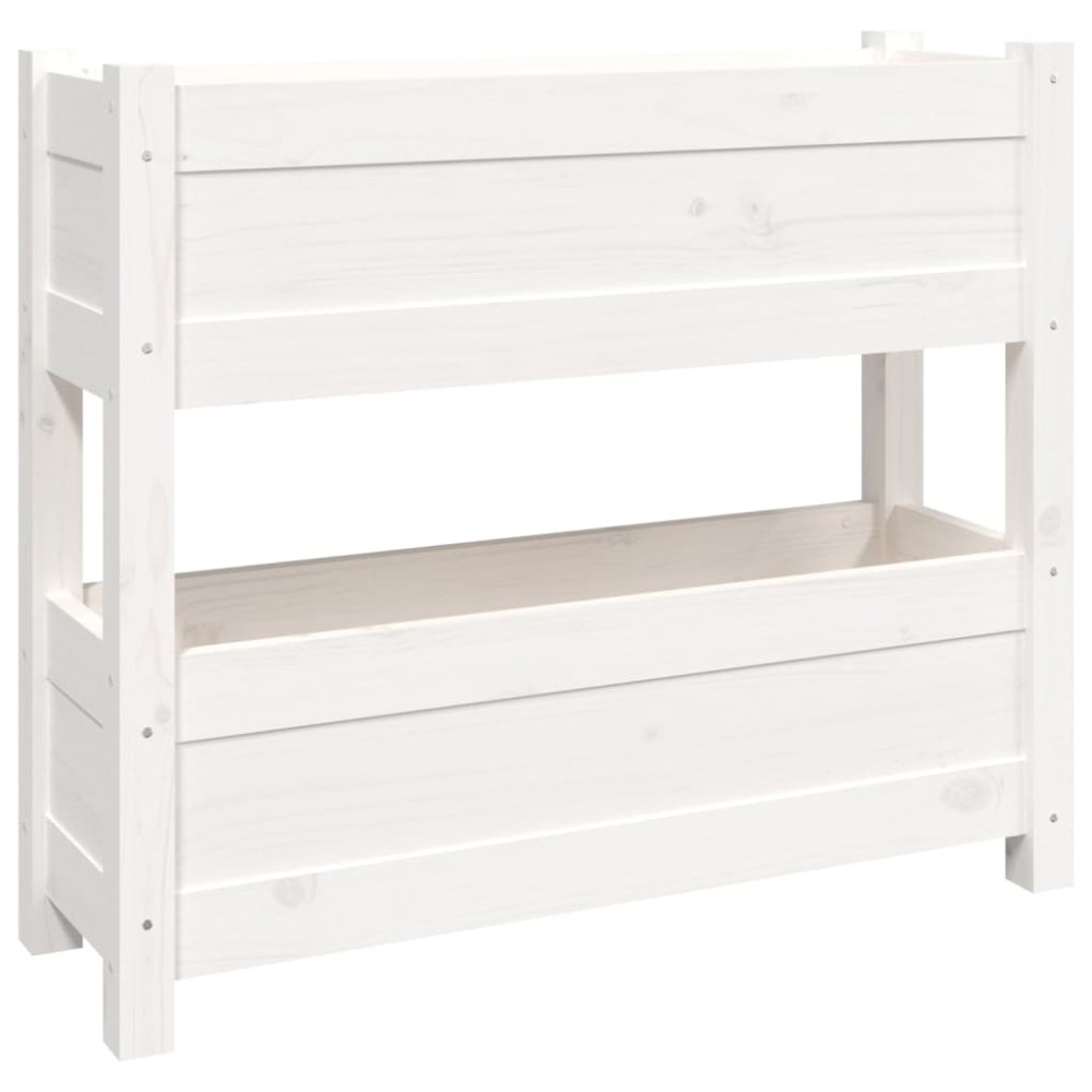 vidaXL Jardinieră, alb, 77x25x66 cm, lemn masiv de pin