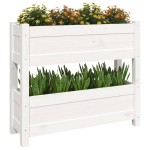vidaXL Jardinieră, alb, 77x25x66 cm, lemn masiv de pin