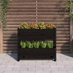 vidaXL Jardinieră, negru, 77x25x66 cm, lemn masiv de pin