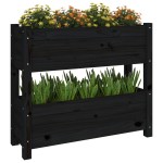 vidaXL Jardinieră, negru, 77x25x66 cm, lemn masiv de pin