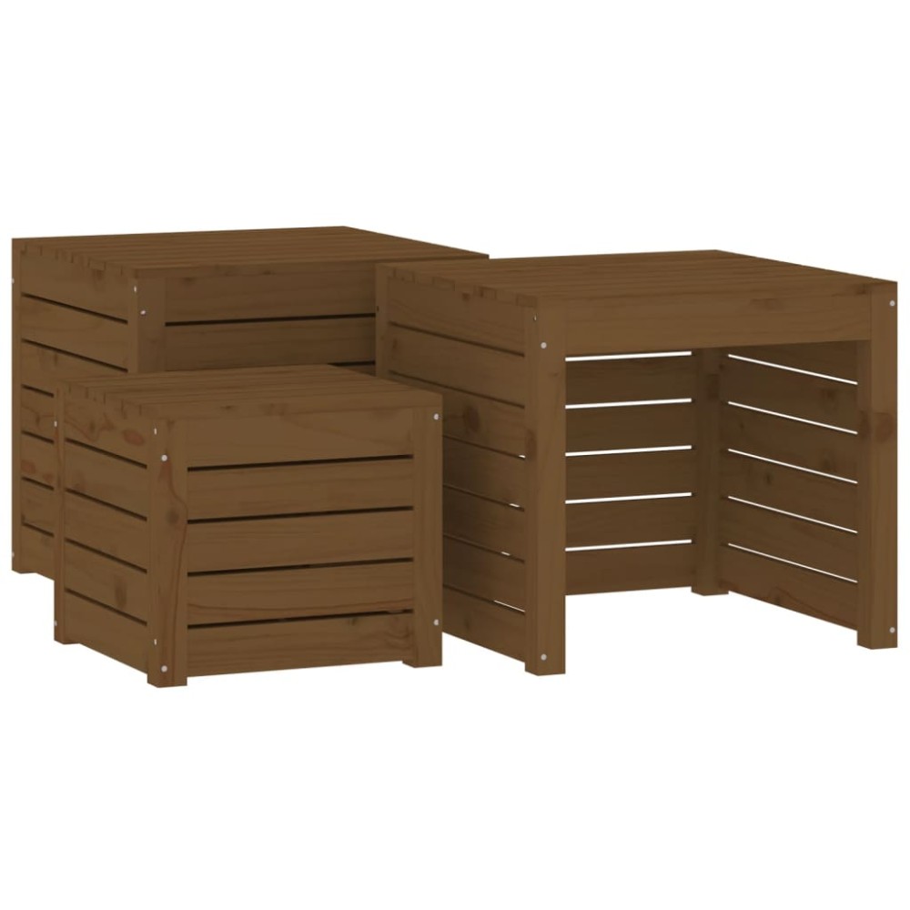 vidaXL Set mobilier de bar, 3 piese, maro miere, lemn masiv de pin