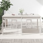 vidaXL Măsuță de grădină, alb, 159,5x82,5x76 cm, lemn masiv de pin