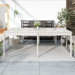 vidaXL Măsuță de grădină, alb, 203,5x100x76 cm, lemn masiv de pin vidaXL Măsuță de grădină, alb, 203,5x100x76 cm, lemn masiv de pin