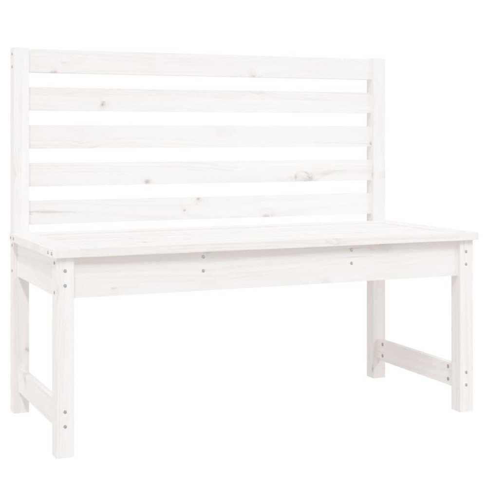 vidaXL Bancă de grădină, alb, 109 cm, lemn masiv de pin