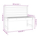 vidaXL Bancă de grădină, alb, 109 cm, lemn masiv de pin