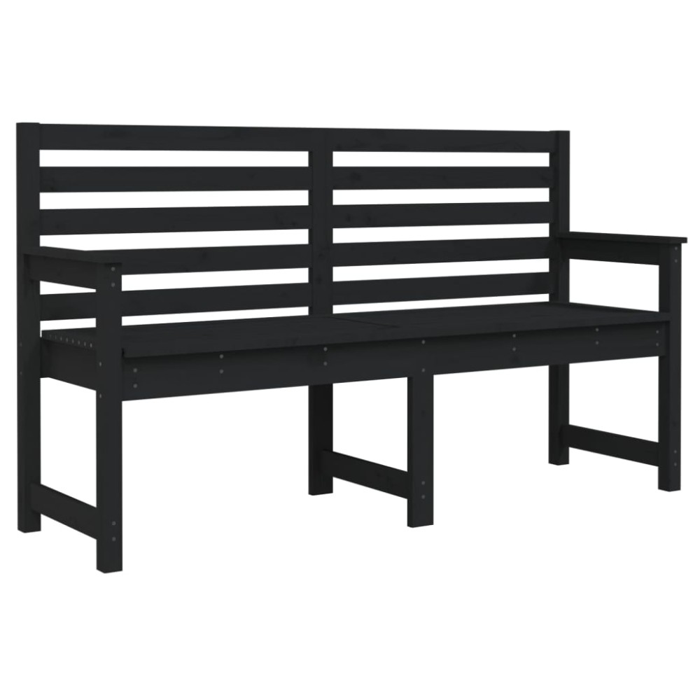 vidaXL Bancă de grădină, negru, 159,5x48x91,5 cm, lemn masiv de pin