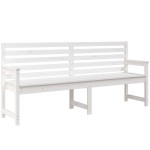 vidaXL Bancă de grădină, alb, 203,5x48x91,5 cm, lemn masiv de pin