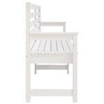 vidaXL Bancă de grădină, alb, 203,5x48x91,5 cm, lemn masiv de pin