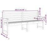 vidaXL Bancă de grădină, alb, 203,5x48x91,5 cm, lemn masiv de pin