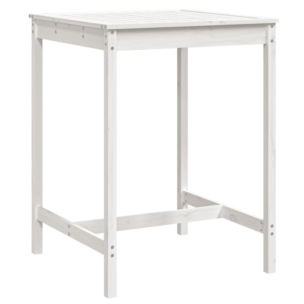 vidaXL Măsuță de grădină, alb, 82,5x82,5x110 cm, lemn masiv de pin
