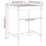 vidaXL Măsuță de grădină, gri, 82,5x82,5x110 cm, lemn masiv de pin