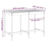 vidaXL Masă de grădină, 159,5x82,5x110 cm, lemn masiv de pin