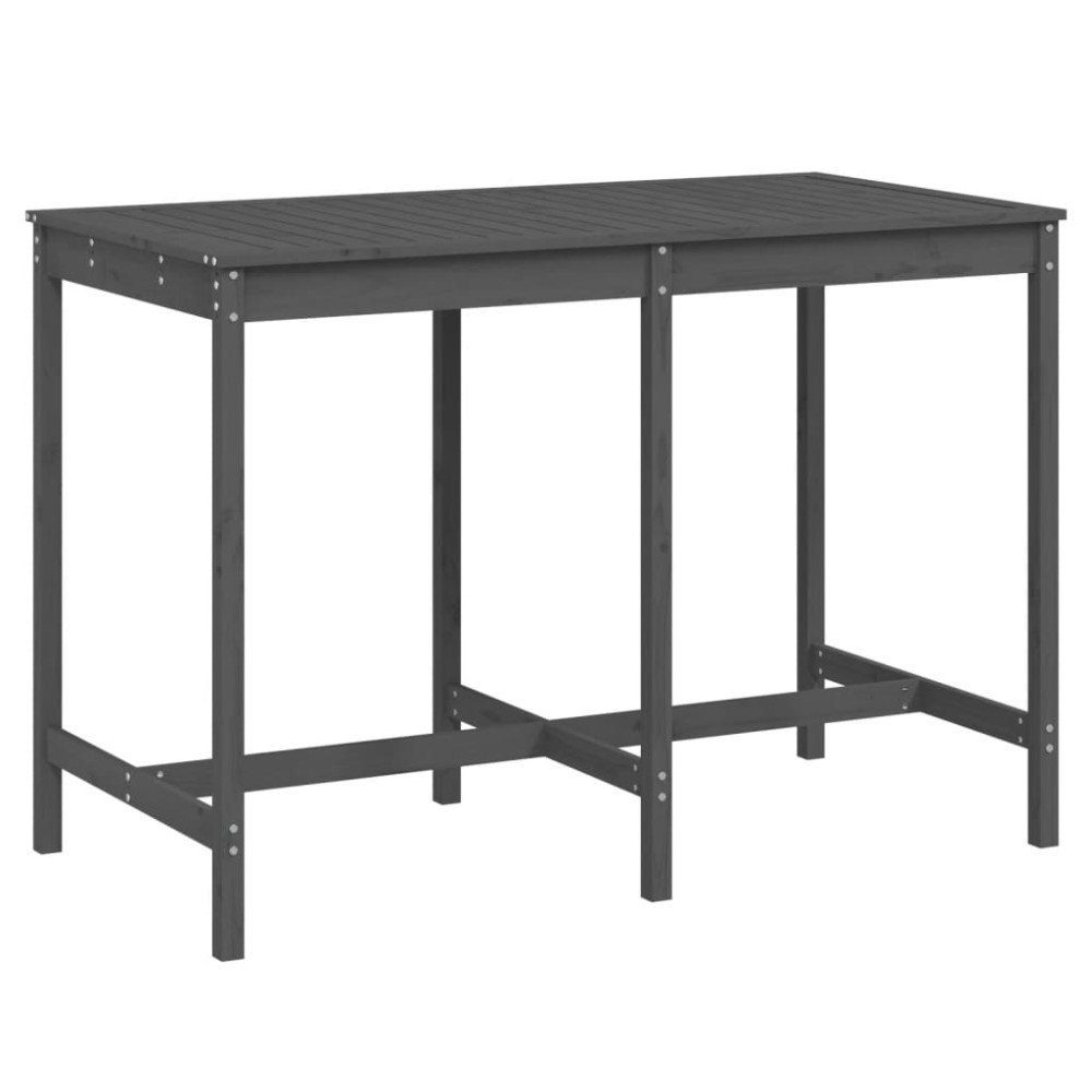 vidaXL Masă de grădină, gri, 159,5x82,5x110 cm, lemn masiv de pin