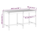 vidaXL Masă de grădină, 203,5x90x110 cm, lemn masiv de pin