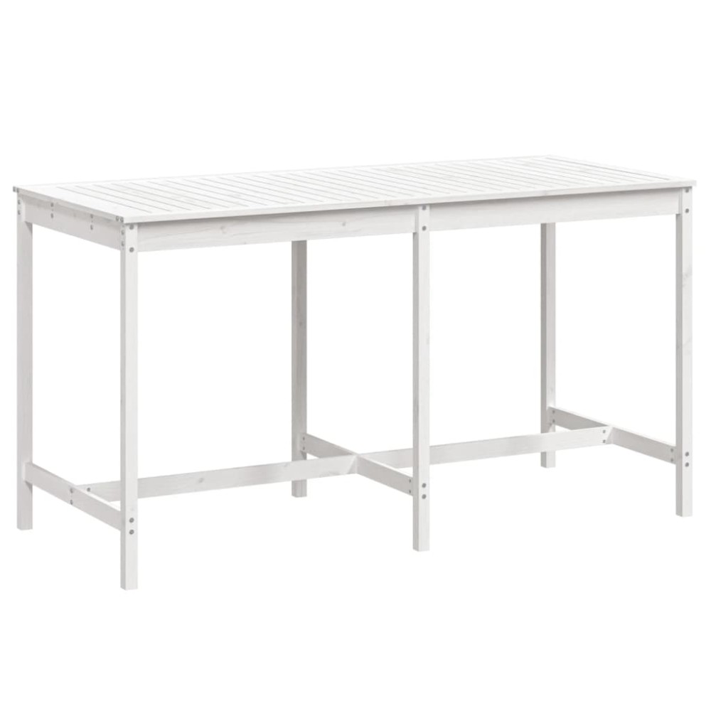 vidaXL Masă de grădină, alb, 203,5x90x110 cm, lemn masiv de pin