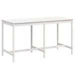 vidaXL Masă de grădină, alb, 203,5x90x110 cm, lemn masiv de pin