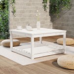 vidaXL Măsuță de grădină, alb, 82,5x82,5x45 cm, lemn masiv de pin