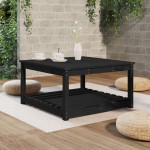 vidaXL Măsuță de grădină, negru, 82,5x82,5x45 cm, lemn masiv de pin vidaXL Măsuță de grădină, negru, 82,5x82,5x45 cm, lemn masiv de pin
