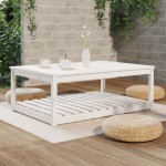 vidaXL Măsuță de grădină, alb, 121x82,5x45 cm, lemn masiv de pin