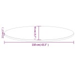 vidaXL Blat de masă, alb, 110x55x2,5 cm, lemn masiv de pin, oval