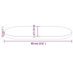 vidaXL Blat de masă, 60x30x2,5 cm, lemn masiv de pin, oval