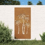 vidaXL Decor de perete de grădină 105x55 cm design palmier oțel corten vidaXL Decor de perete de grădină 105x55 cm design palmier oțel corten