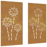 vidaXL Decor perete grădină 2 buc. 105x55 cm design flori oțel Corten vidaXL Decor perete grădină 2 buc. 105x55 cm design flori oțel Corten