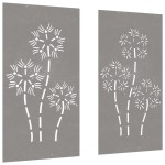 vidaXL Decor perete grădină 2 buc. 105x55 cm design flori oțel Corten vidaXL Decor perete grădină 2 buc. 105x55 cm design flori oțel Corten