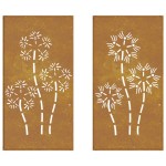 vidaXL Decor perete grădină 2 buc. 105x55 cm design flori oțel Corten vidaXL Decor perete grădină 2 buc. 105x55 cm design flori oțel Corten