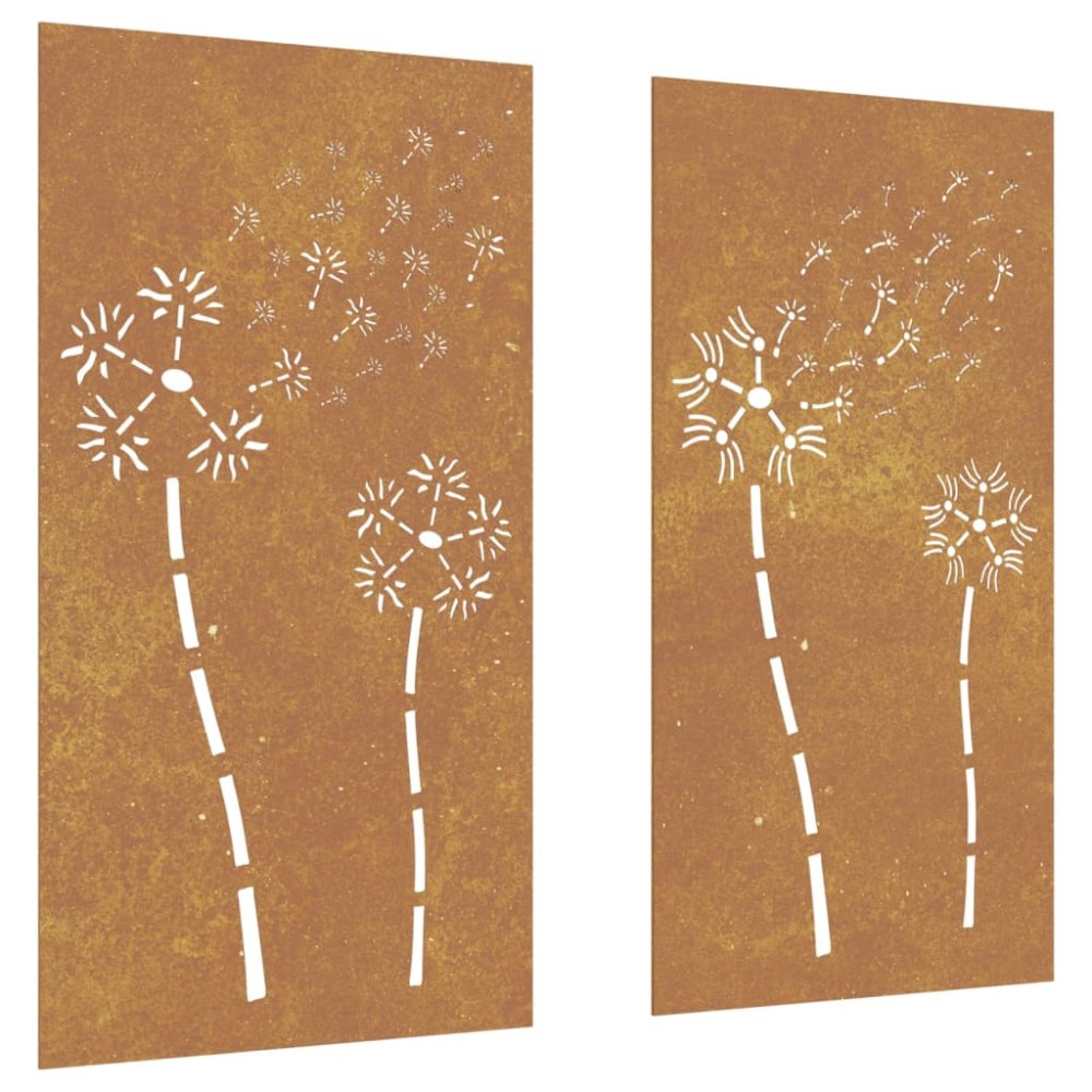 vidaXL Decor perete grădină 2 buc. 105x55 cm design flori oțel Corten