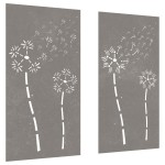 vidaXL Decor perete grădină 2 buc. 105x55 cm design flori oțel Corten vidaXL Decor perete grădină 2 buc. 105x55 cm design flori oțel Corten