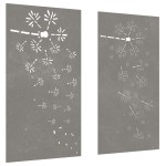 vidaXL Decor perete grădină 2 buc. 105x55 cm design flori oțel Corten vidaXL Decor perete grădină 2 buc. 105x55 cm design flori oțel Corten