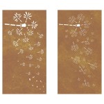 vidaXL Decor perete grădină 2 buc. 105x55 cm design flori oțel Corten vidaXL Decor perete grădină 2 buc. 105x55 cm design flori oțel Corten