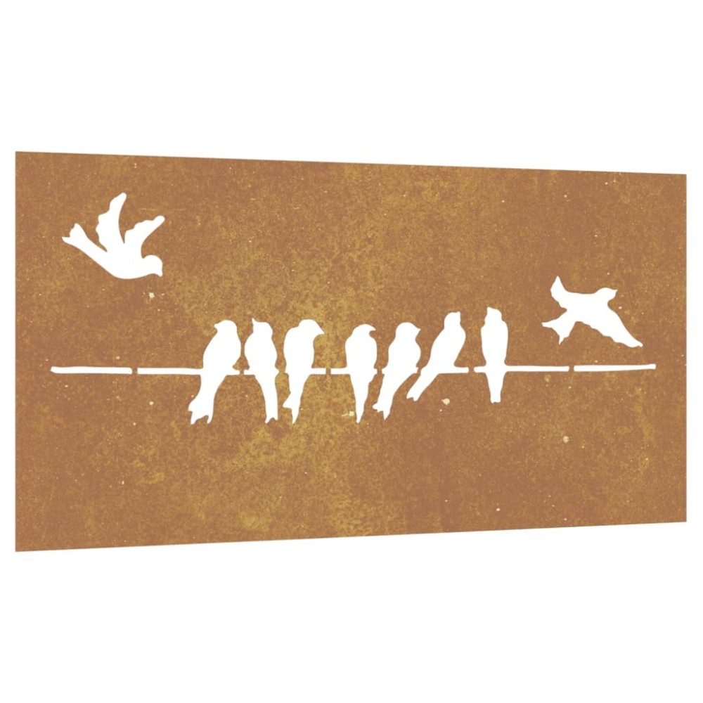 vidaXL Decorațiune perete grădină 105x55 cm design păsări oțel Corten