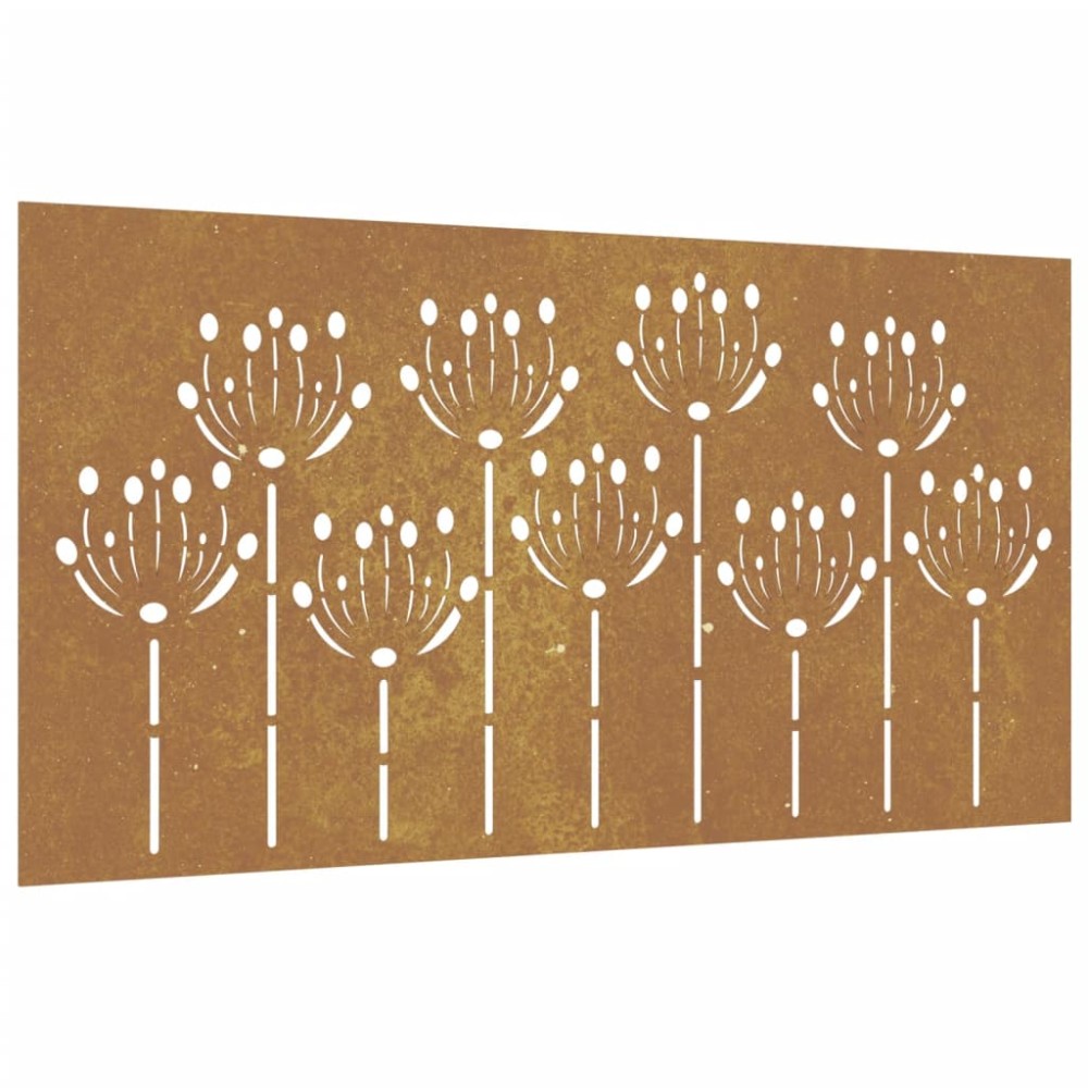 vidaXL Decorație perete de grădină 105x55 cm design flori oțel Corten
