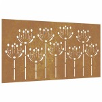 vidaXL Decorație perete de grădină 105x55 cm design flori oțel Corten vidaXL Decorație perete de grădină 105x55 cm design flori oțel Corten